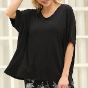 New Orange Fashion Village Black Bamboo Oversized Top Size Small Medium bin 4H
